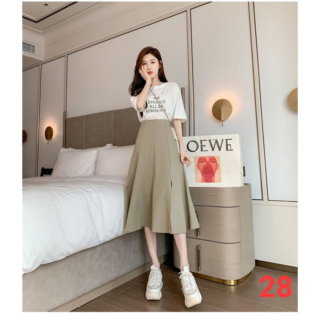 Chân Váy Dài Xẻ Tà Ulzzang Hàn Quốc - Dư Tú Lệ