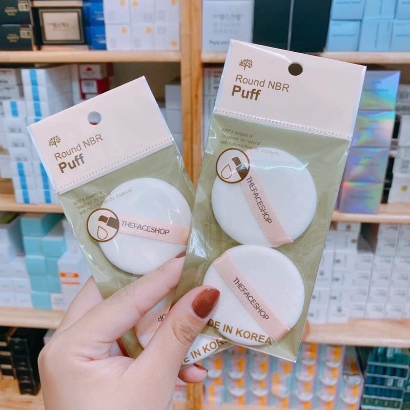 Bông Tán Phấn Round Rubber Puff The Face Shop (Bông tròn phủ phấn khô )