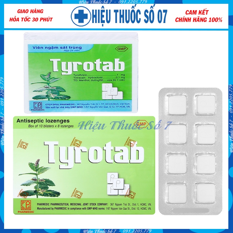 Viên ngậm sát trùng họng Tyrotab