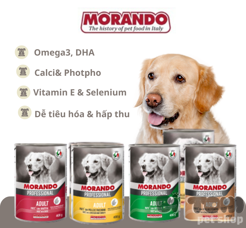 PATE CHO CHÓ MORANDO LON 400G - NHIỀU VỊ