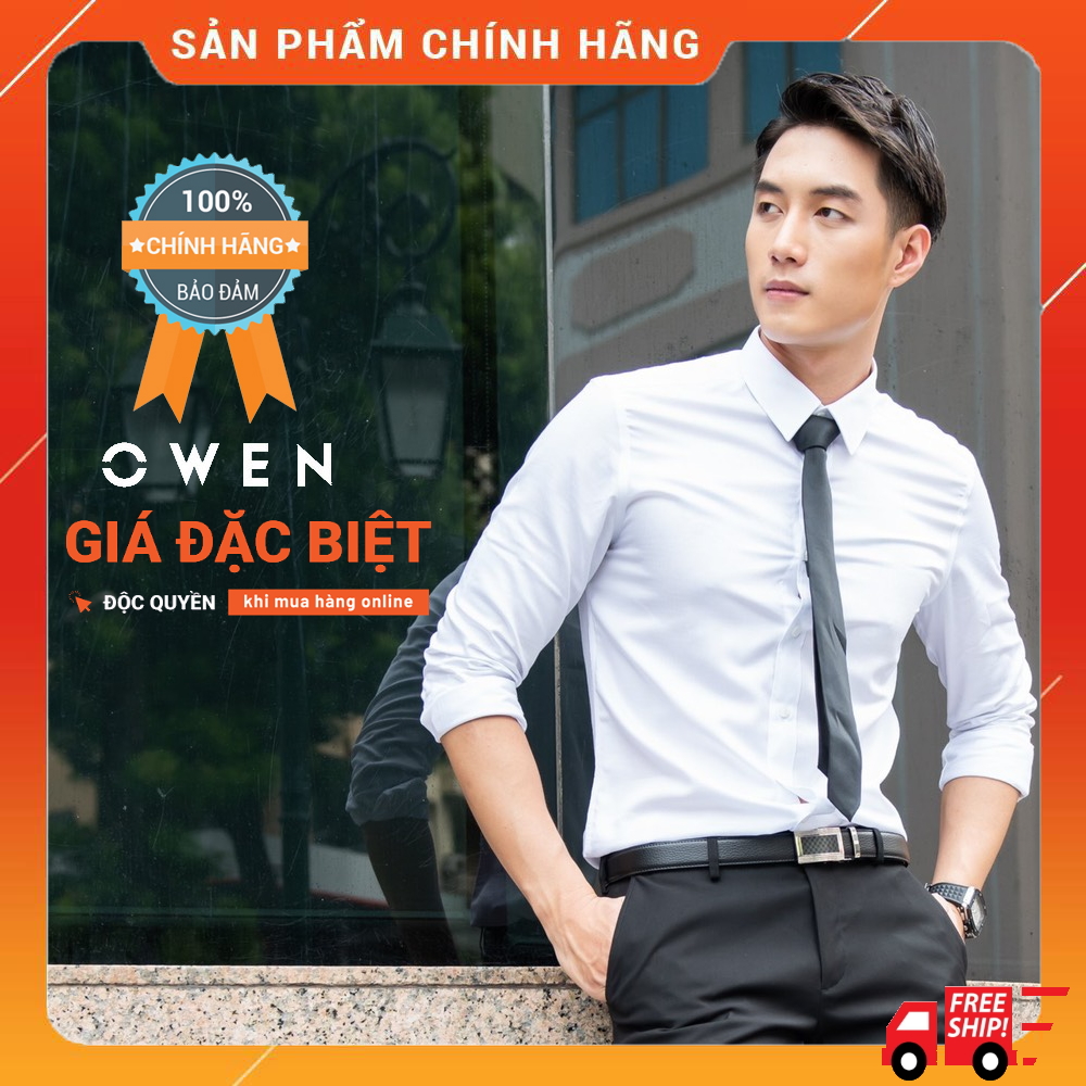 OWEN - Áo sơ mi trắng dài tay Owen Regularfit/slim fit chất Sồi trắng  22753