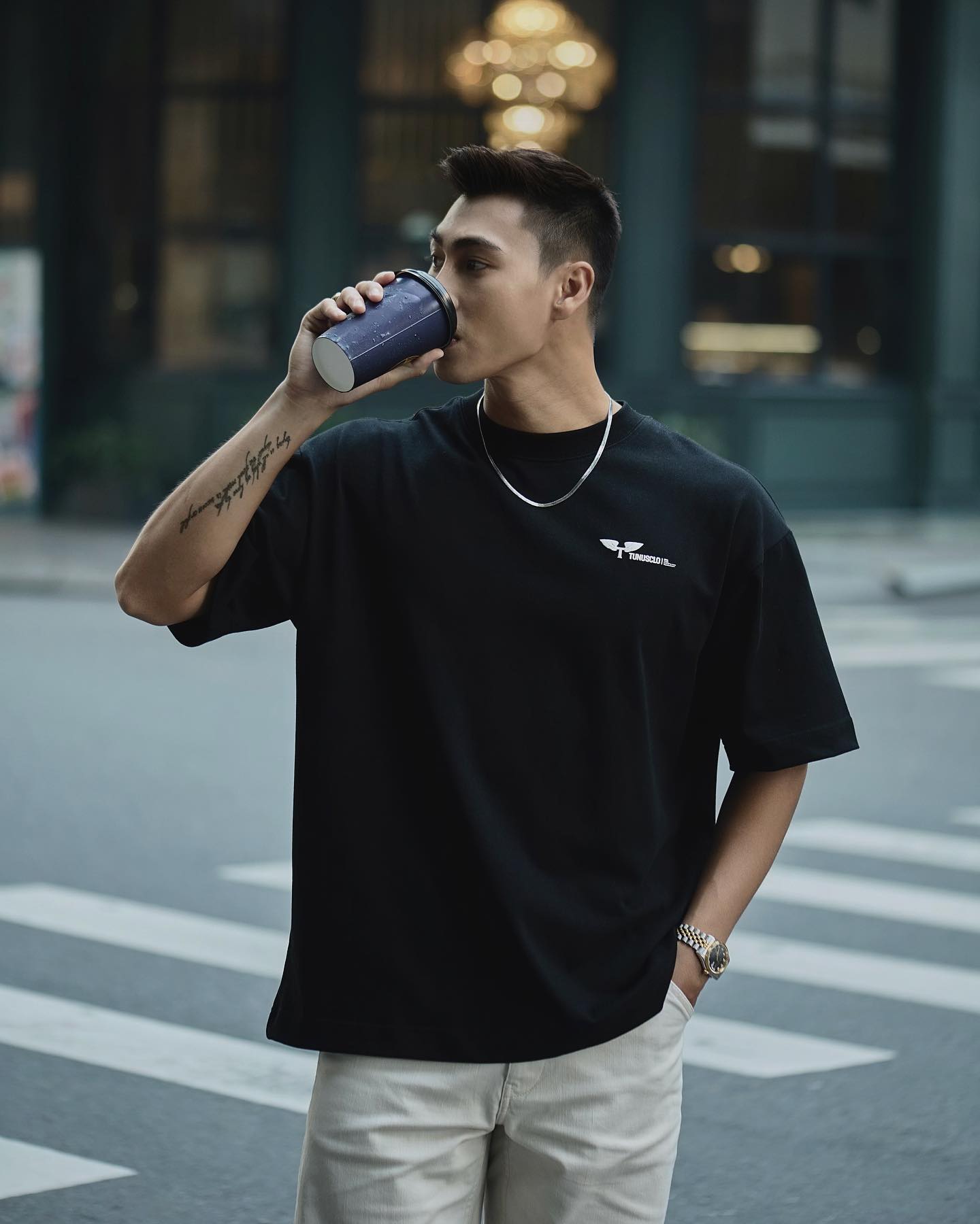 TUNUSCLO ÁO thun OVERSIZE UNISEX CHẤT LIỆU CAO CẤP / ĐEN