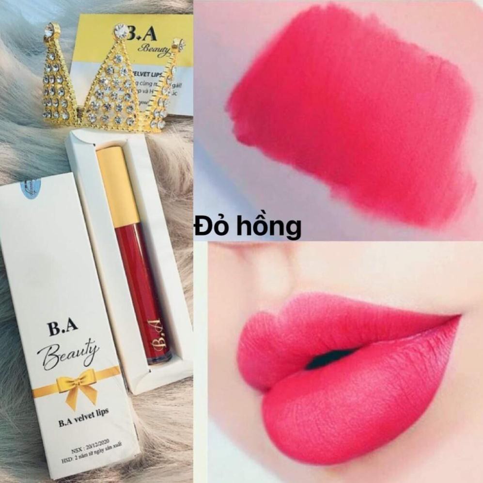 [HCM][Đỏ Hồng] Son Kem Lì Nắp Vàng Cao Cấp B.A Màu Đỏ Hồng