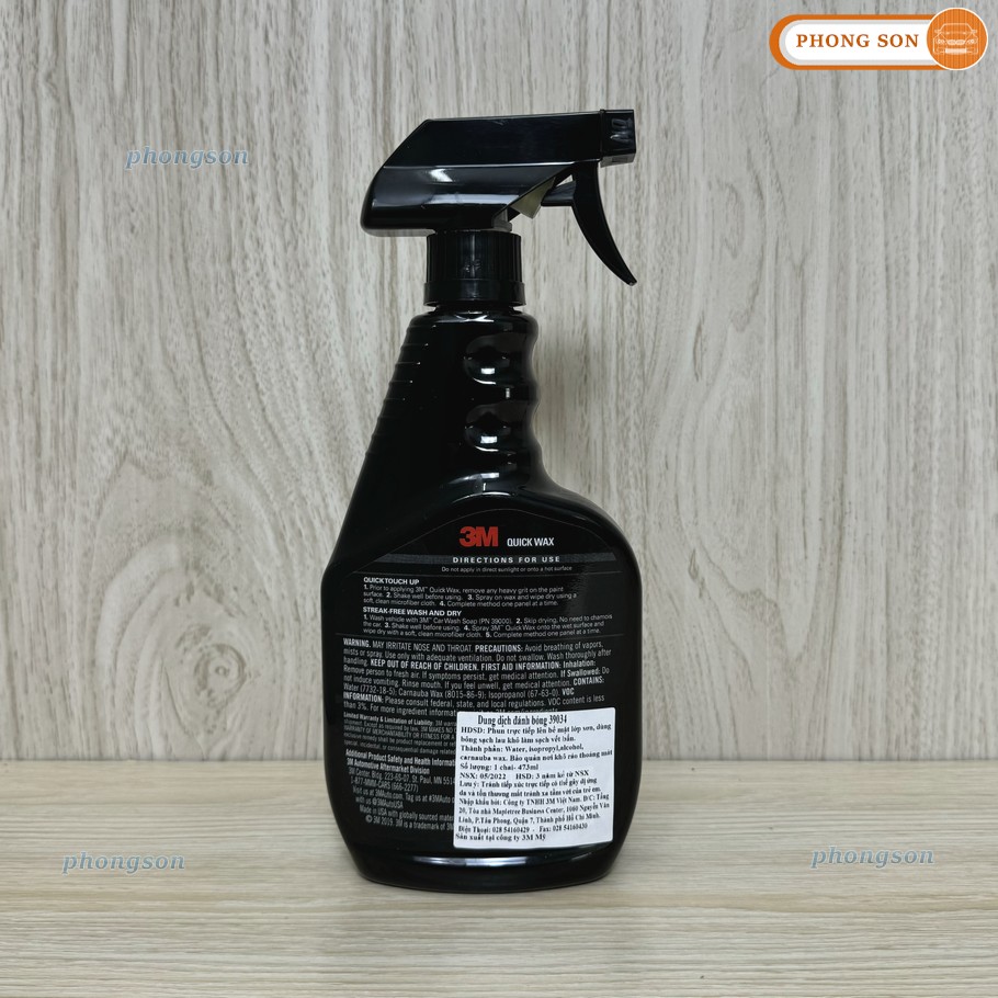 3M Quick Wax 39034 Chai xịt đánh bóng nhanh sơn xe Hàng Mỹ