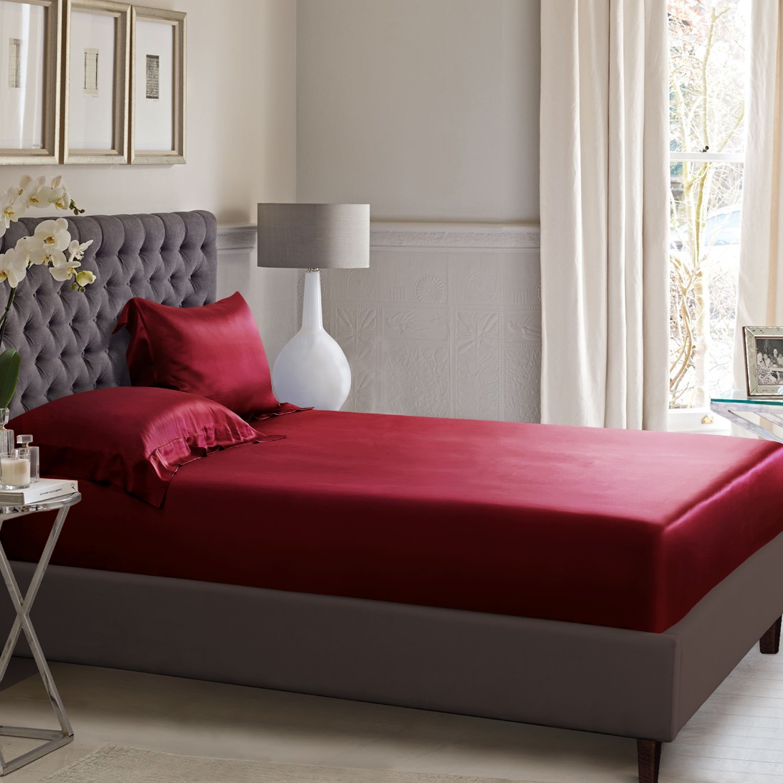 Bộ Chăn Ga Gối Phi Lụa Cao Cấp 4 Món - Đủ Màu