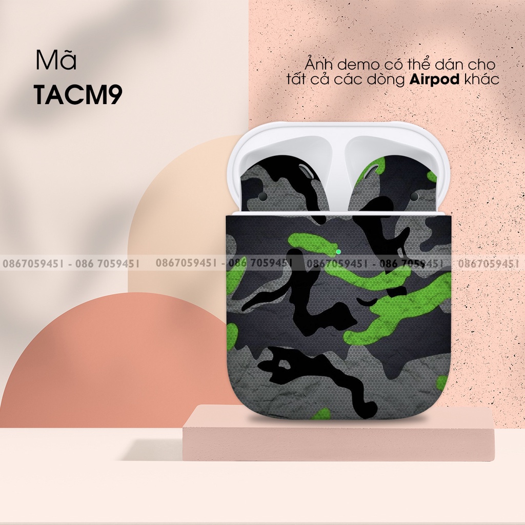 Skin dán cho airpods in hình camo bộ 2