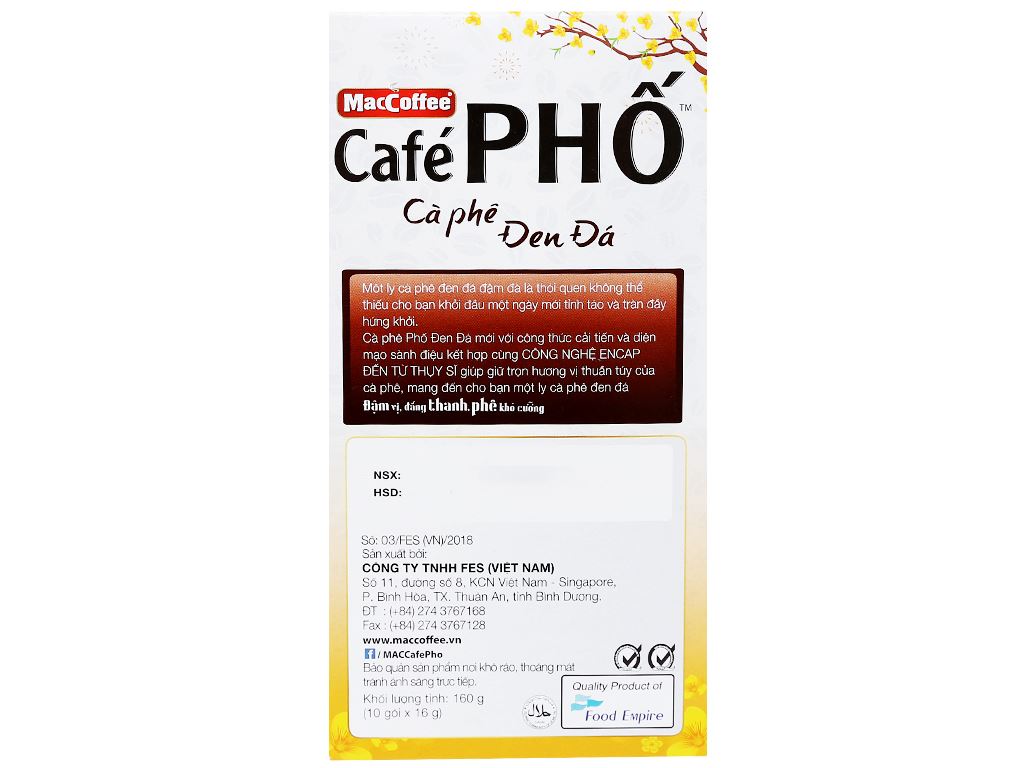 Cà phê đen đá MacCoffee Café Phố 160g ( Date tháng 11-2023)