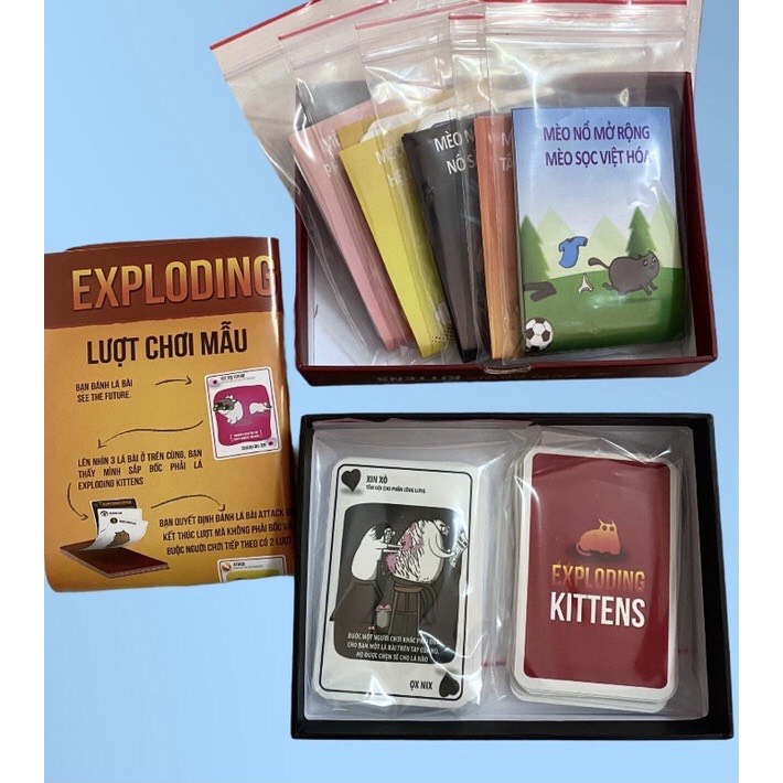 Combo Mèo Nổ - 7 Bản Mèo Nổ Mở Rộng (Tiếng Việt) - Boardgame Exploding Kittens