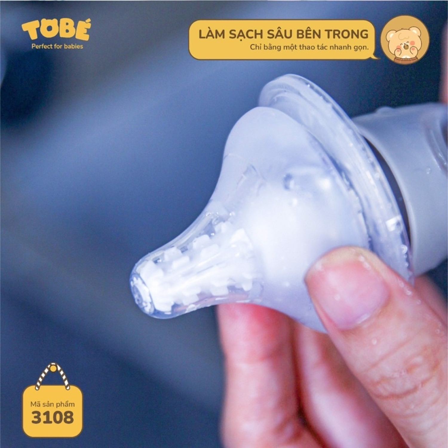 Bộ cọ rửa bình sữa silicone Tobé