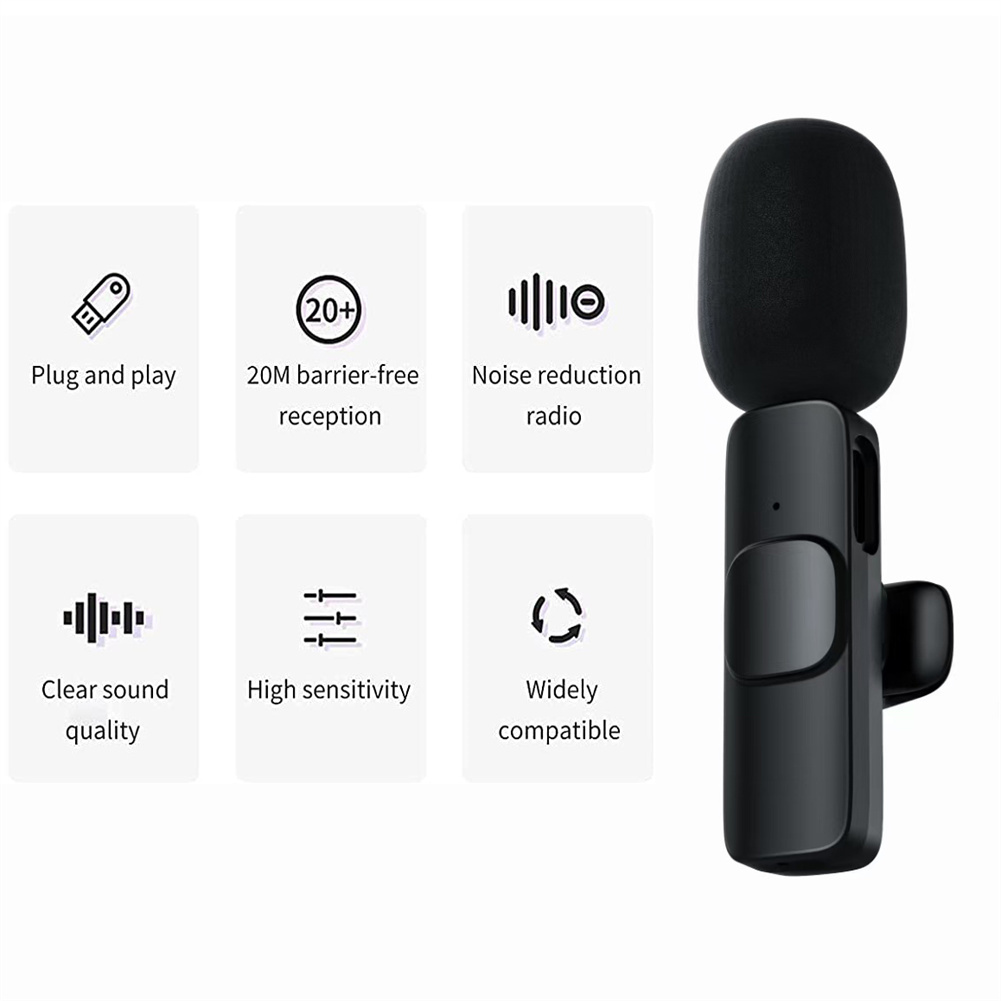 Wireless 3.5mm、type-C Lavalier Microphone Omnidirectional Condenser Mic For Camera Speaker Smartphone Recording Microphone K35