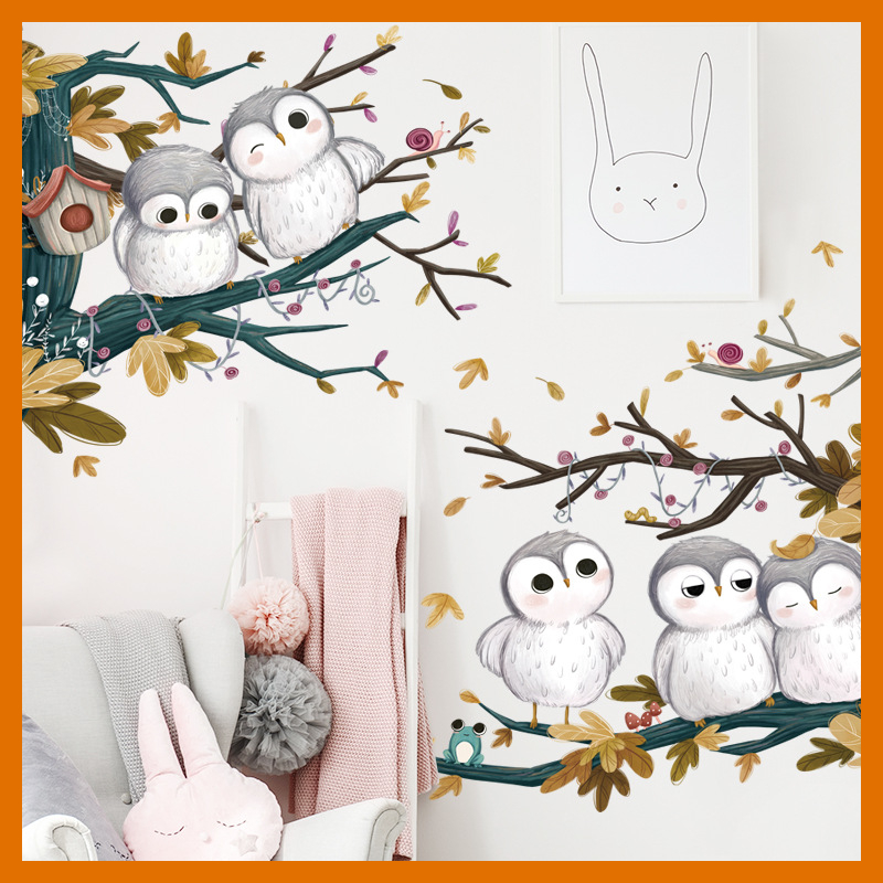 Decal dán tường chim cú bắc âu