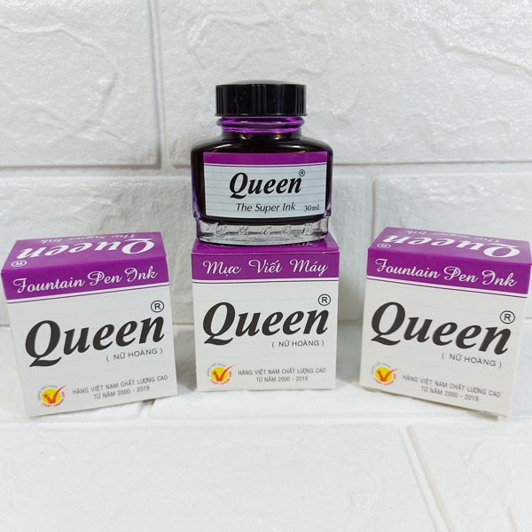 Mực viết bút máy Queen màu tím, xanh, đen