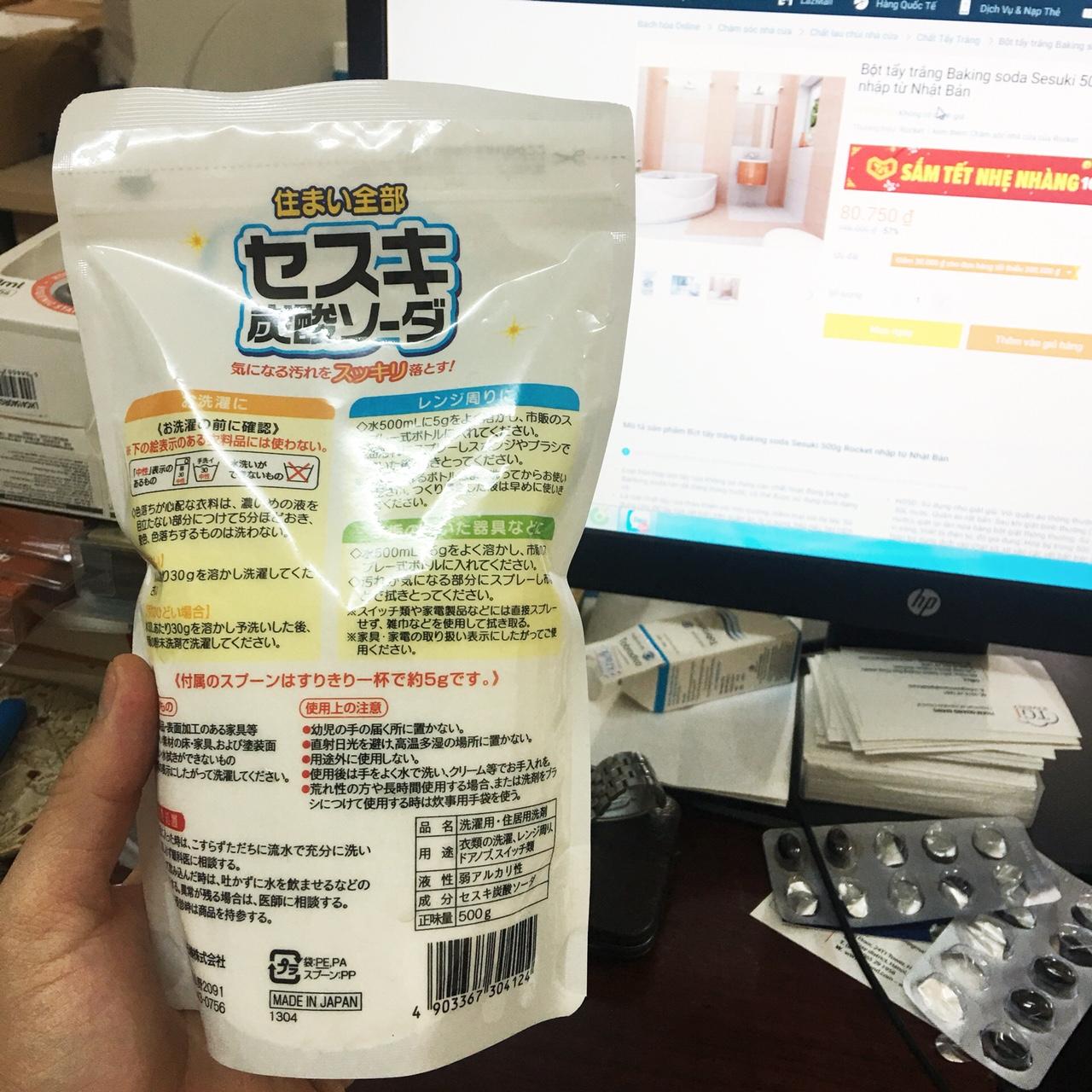 Bột tẩy trắng Baking soda Sesuki 500g Rocket nhập từ Nhật Bản