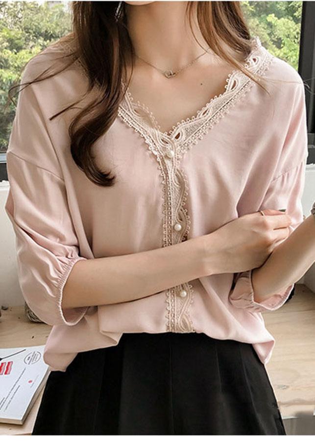 Áo sơ mi nữ cổ voan tay lỡ