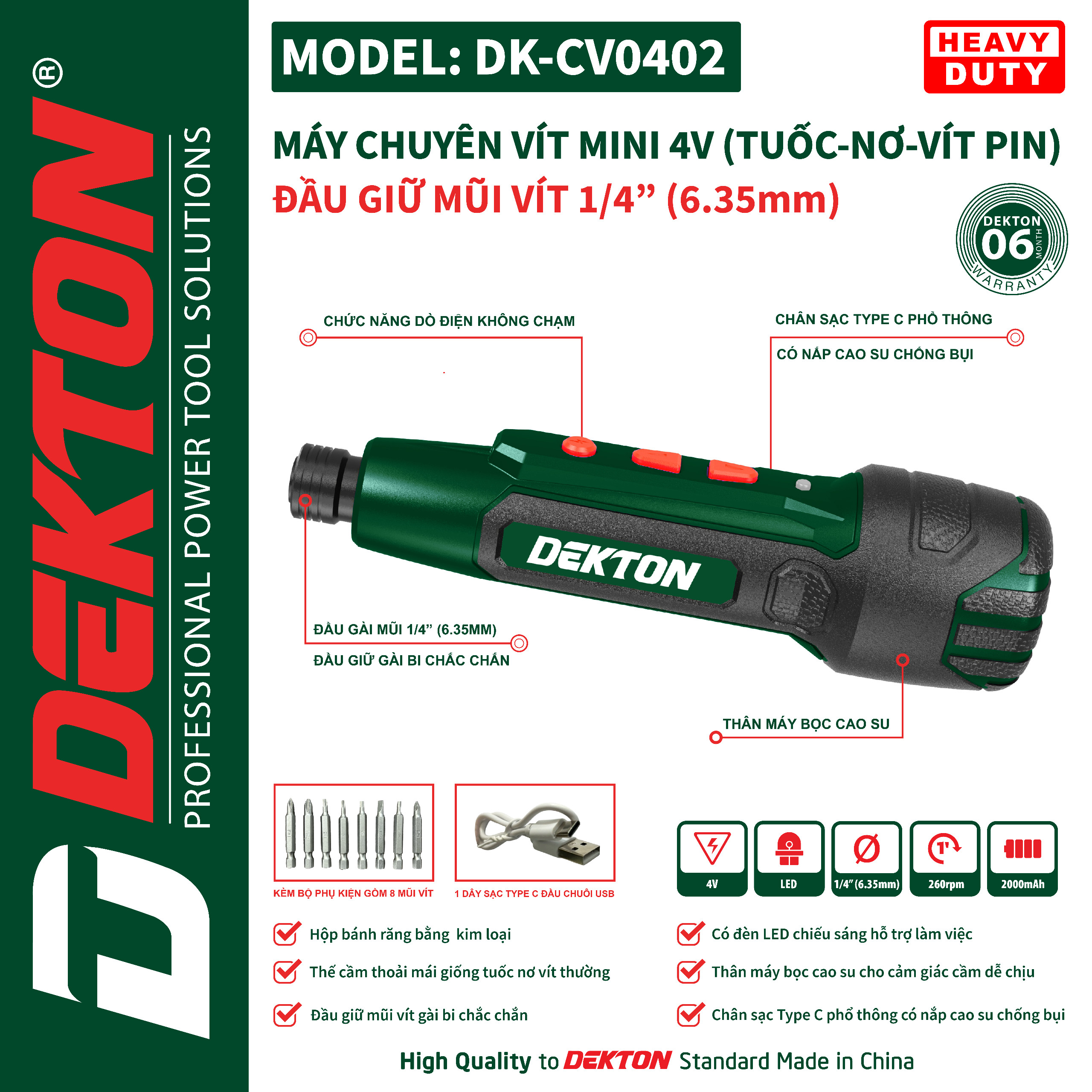 Máy vặn vít pin 4V DEKTON DK-CV0402 [ CHÍNH HÃNG ]