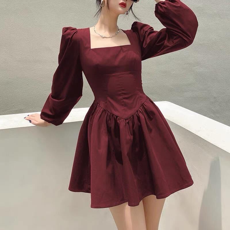 ĐẦM (có bigsize) CHIẾT EO TAY PHỒNG CỔ VUÔNG
