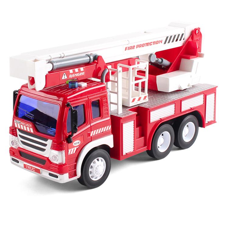 Xe cứu hỏa chạy đà có âm thanh và đèn xe 6 bánh chạy đà nhựa cao cấp Quà tặng đồ chơi trẻ em tỉ lệ 1:16