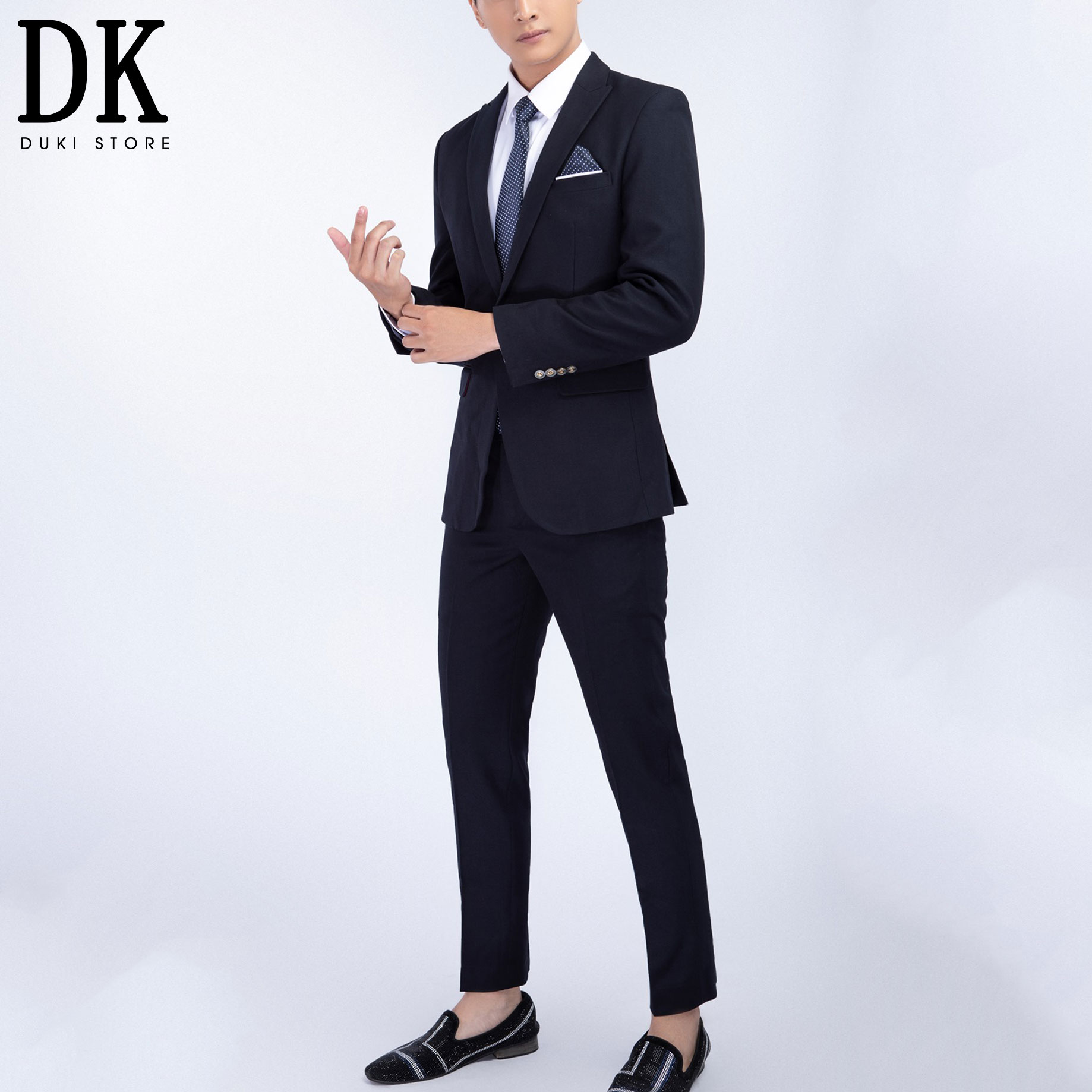 GIẢM 75% Bộ vest nam 1 cúc màu đen đẹp DKA0008 - DUKI STORE