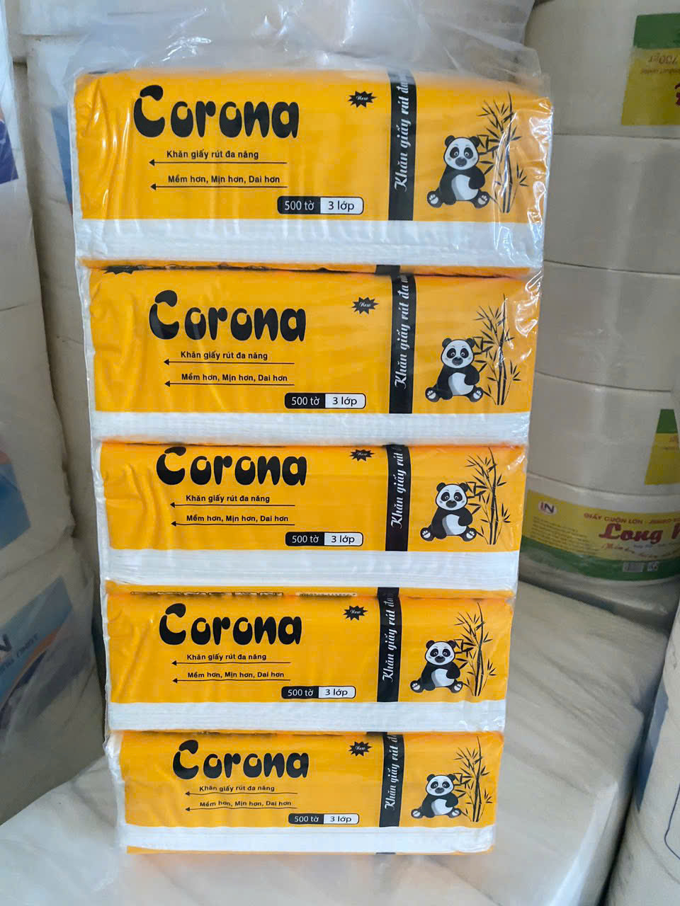COMBO 10 GÓI GIẤY RÚT LỤA CORONA 500TỜ DAI MỊN