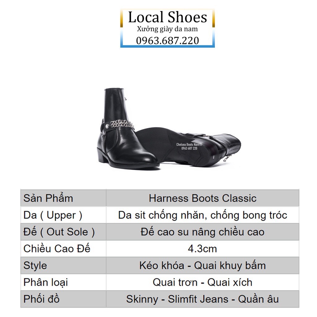 [Đế cao] Harness Boots Nam Classic, bốt cao cổ kéo khoá