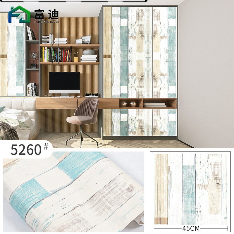 10M GIẤY DÁN TƯỜNG SẴN KEO GỖ DOC XANH (10m x 45cm).