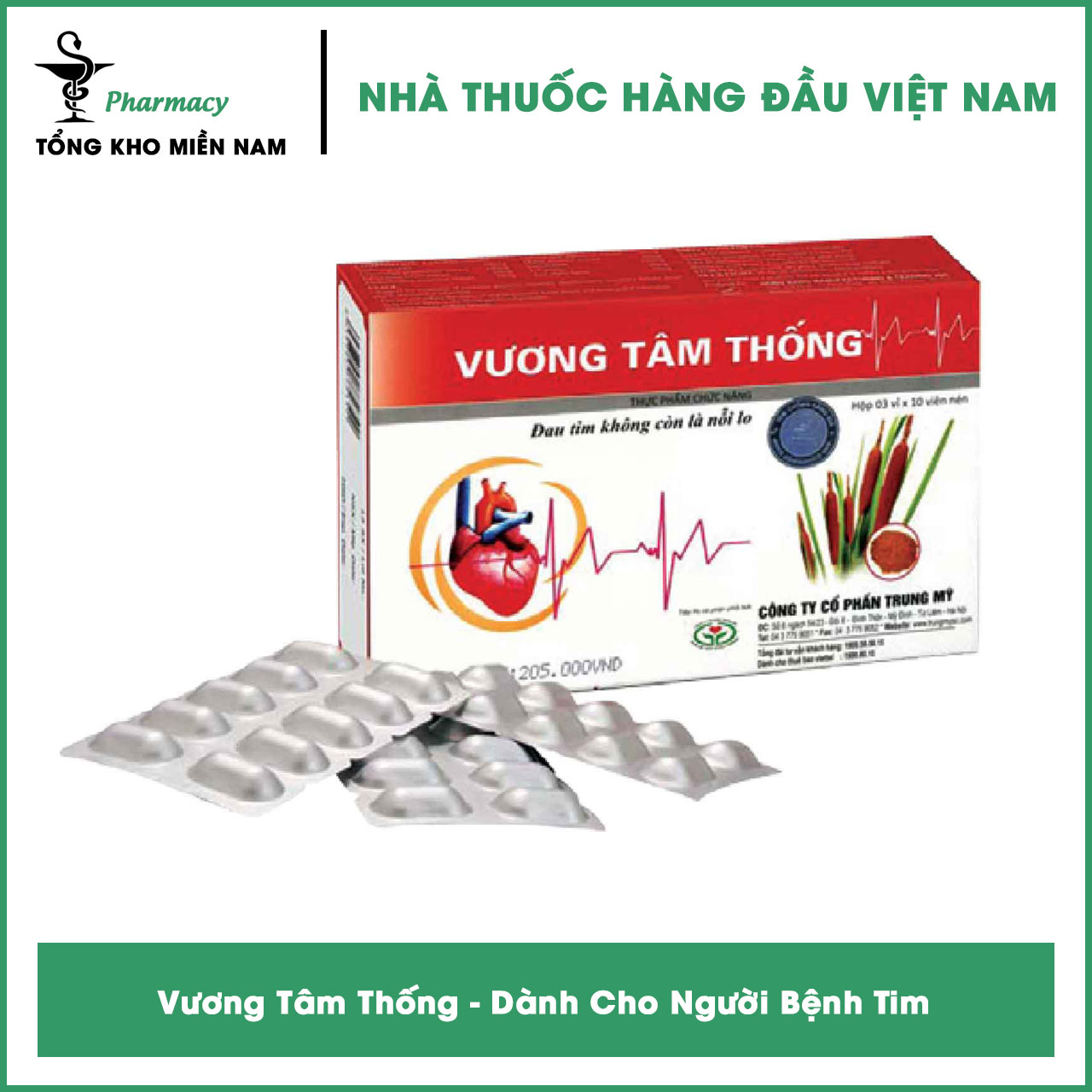Vương tâm thống hộp 30 viên - giúp tăng cường sức khỏe tim mạch