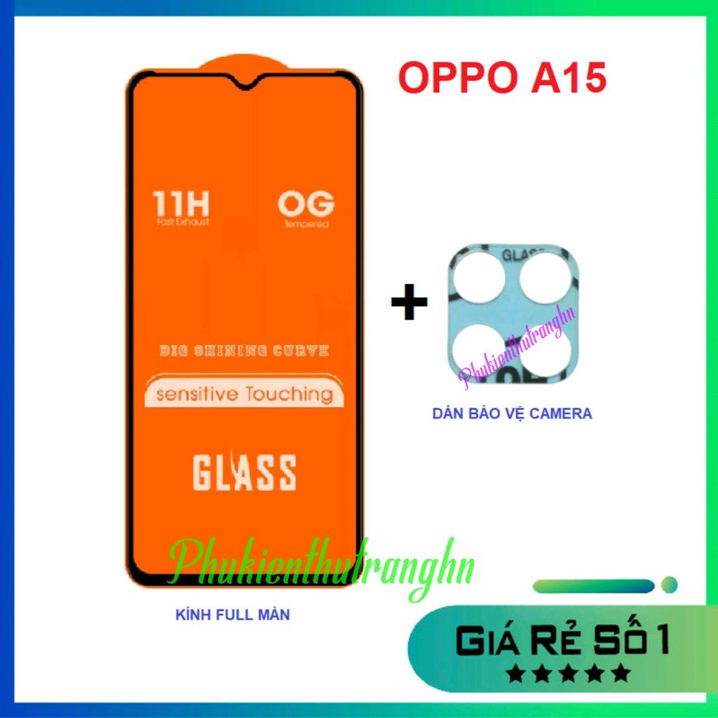 Oppo A15/ A15S - COMBO Kính cường lực full màn hình + dán bảo vệ camera chống xước chống bụi bẩn