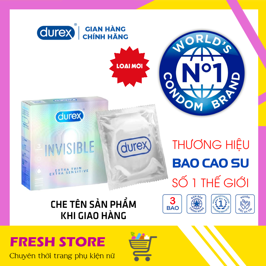 [DUREX CHÍNH HÃNG] Bao Cao Su Durex DU5 Fetherlite Ultima Kingtex Jeans Naughty Performa Chocolate Sensual Strawberry Invisible Extra Pleasuremax Có Gai Vị Dâu Vị Chocolate Hộp 12 3 Chiếc Chính Hãng - FRESHSTORE
