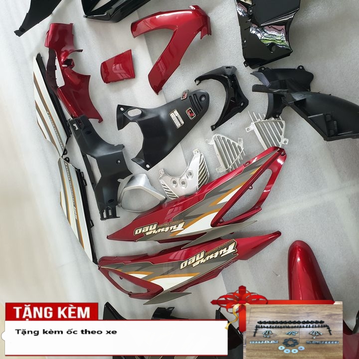 Dàn áo xe [ TẶNG TEM +ỐC ] màu ĐỎ  xe FUTURE NEO , vỏ nhựa xe , dàn mủ xe máy
