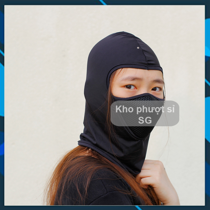 Nón mũ trùm đầu ninja Ari X2 SWAT màu đen siêu mát - Khăn ninja điều hòa cao cấp lưới lọc bụi, khăn trùm chống tía uv tiện dùng đi phượt