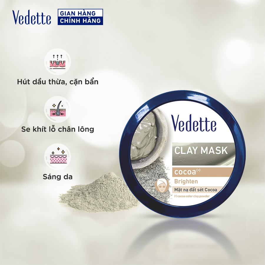 Mặt nạ đất sét Vedette Bùn Non (Cocoa) 145g