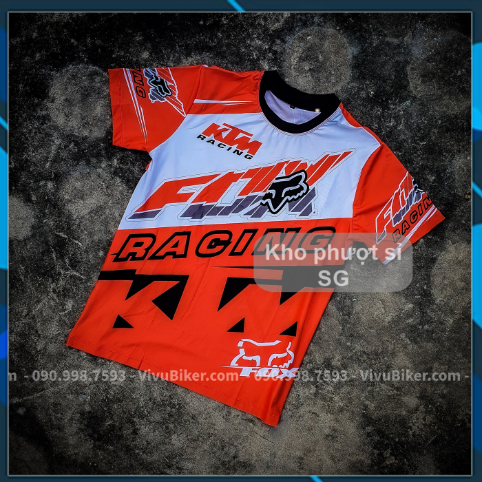 Áo thun 3D xe máy KTM Racing Cotton - Áo thun đua xe chính hãng KTM Racing team áo đấu