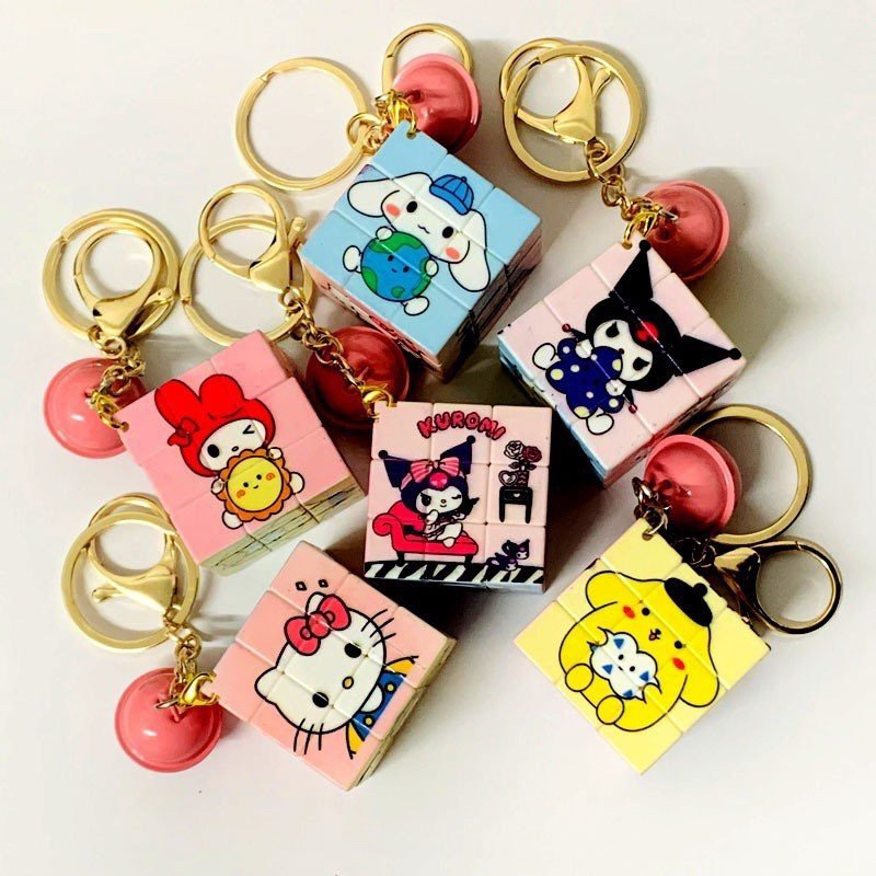Móc khoá rubik mini mẫu gấᴜ dâu lotso, thú yugui cute