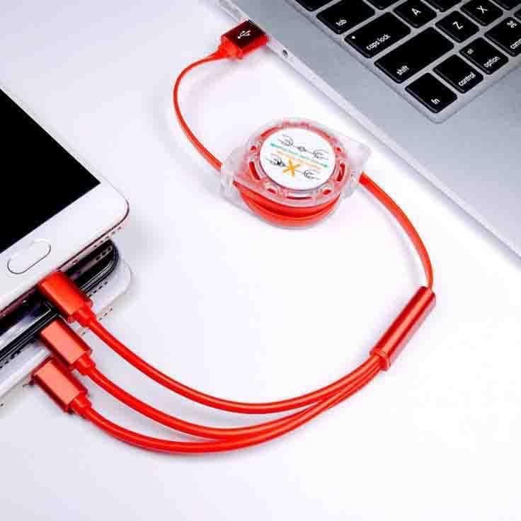 Dây sạc dây rút 3 đầu.