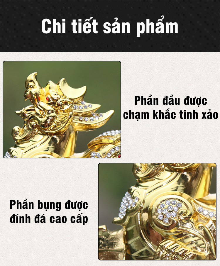 Tượng Tỳ Hưu Phong Thủy Trang Trí Ô Tô Bàn Làm Việc Cao Cấp Tặng Nước Hoa