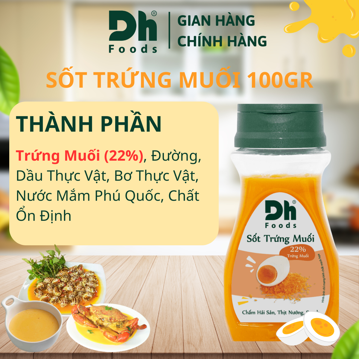 DH Foods salt egg sauce 100gr-22% Spice style oily salt egg with pasta, potato, seafood sauce and barbecue