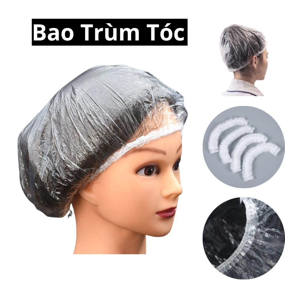 Mũ trùm đầu nilong tiện lợi - - bao trùm nilong tắm , ủ, hấp, uốn , ép , nhuộm tóc