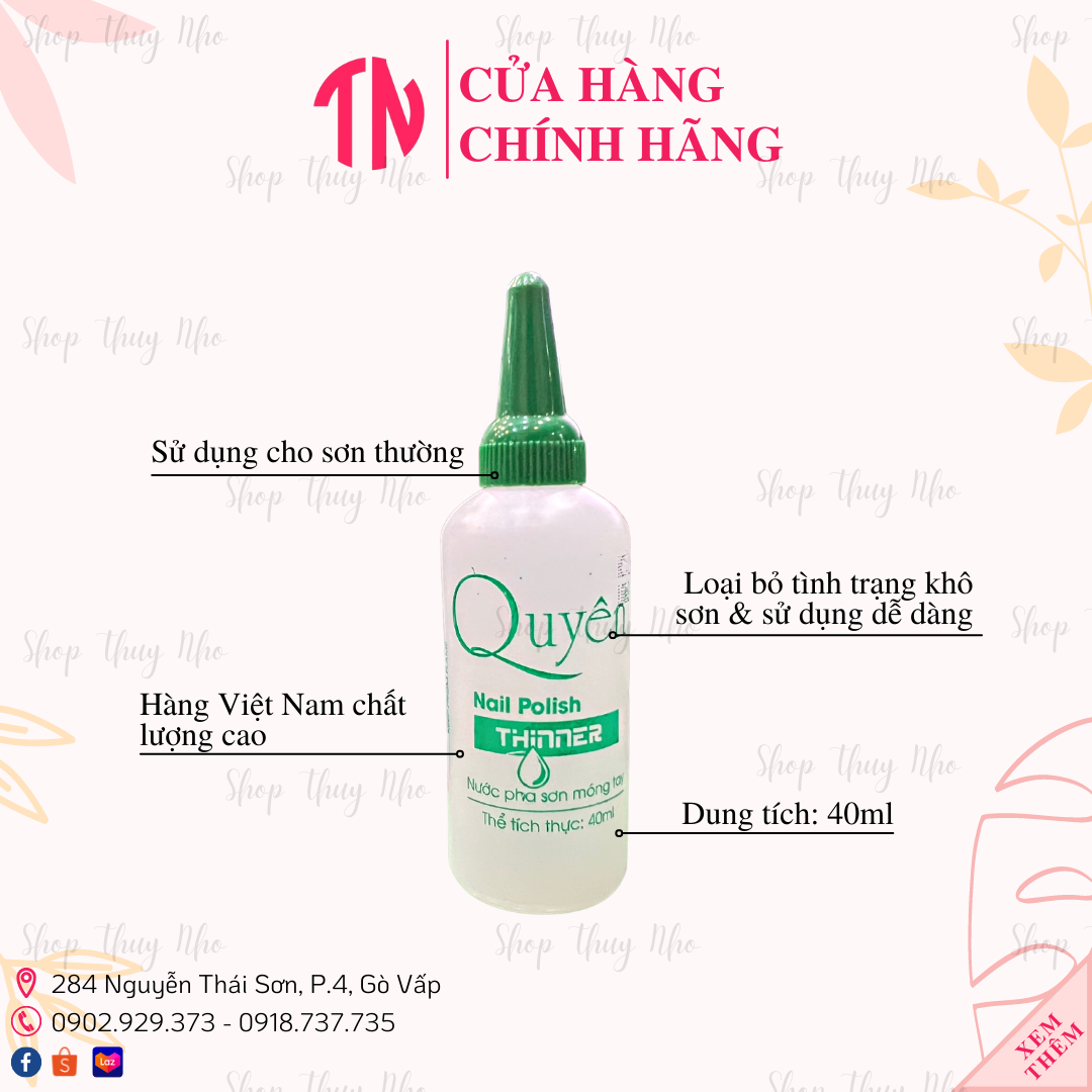 Nước pha sơn móng tay cao cấp Quyên dành cho sơn thường dụng cụ chuyên dụng làm móng tay nghệ thuật nail - 40ml