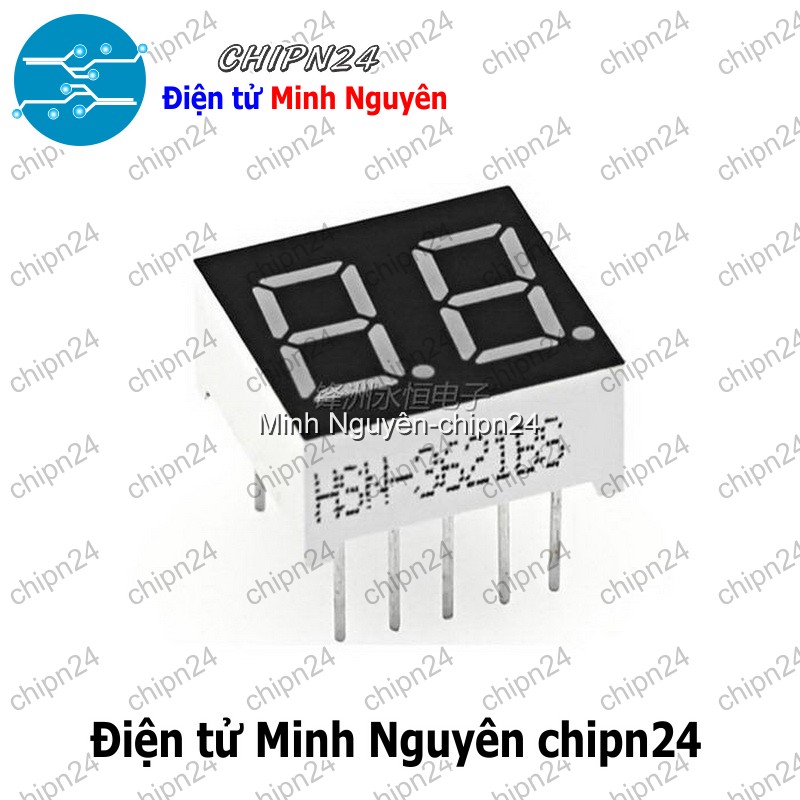 [2 con] (F24) Led 7 Đoạn 0.36 inch 2 Số Dương chung (Sáng Đỏ)