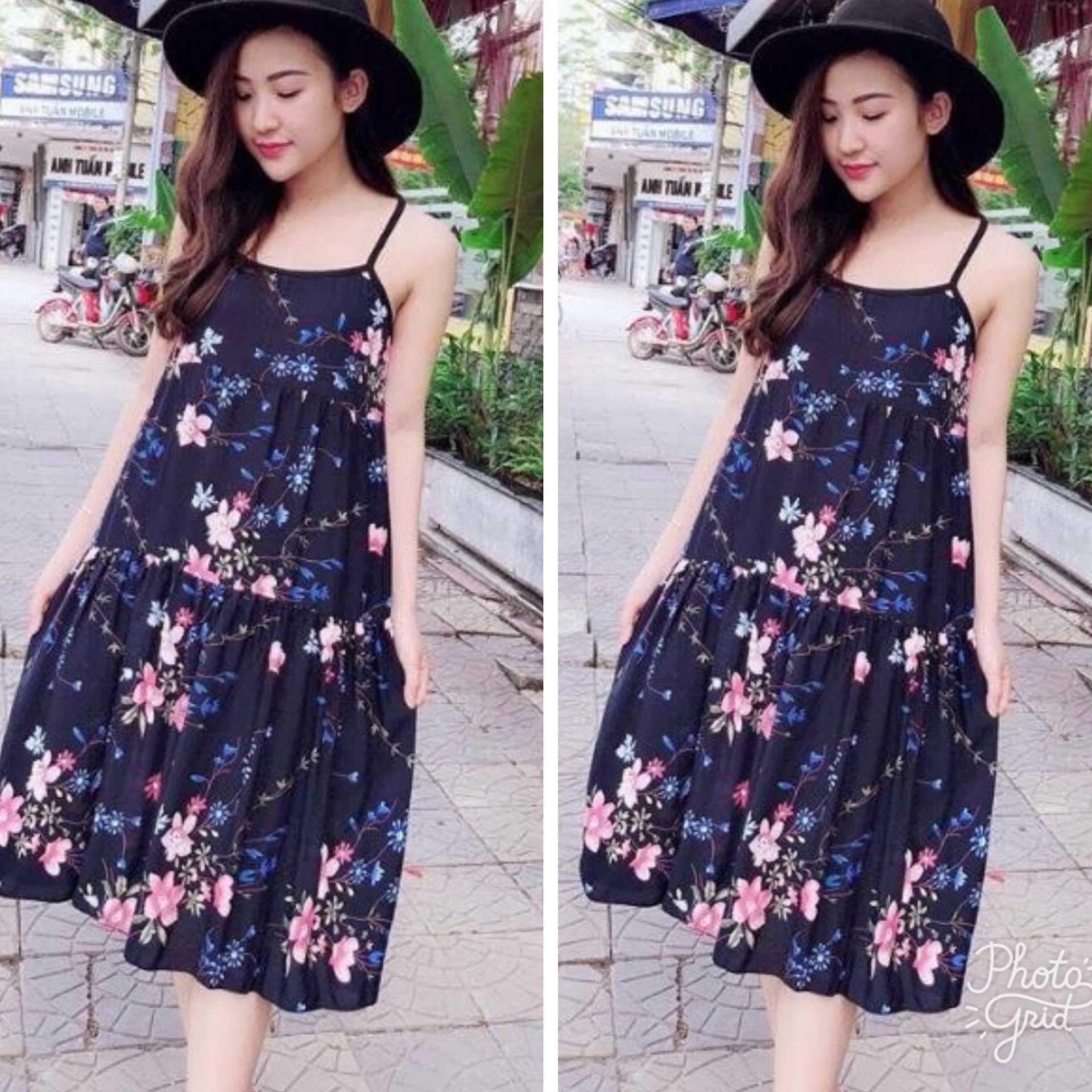 váy bầu lanh dáng suông
