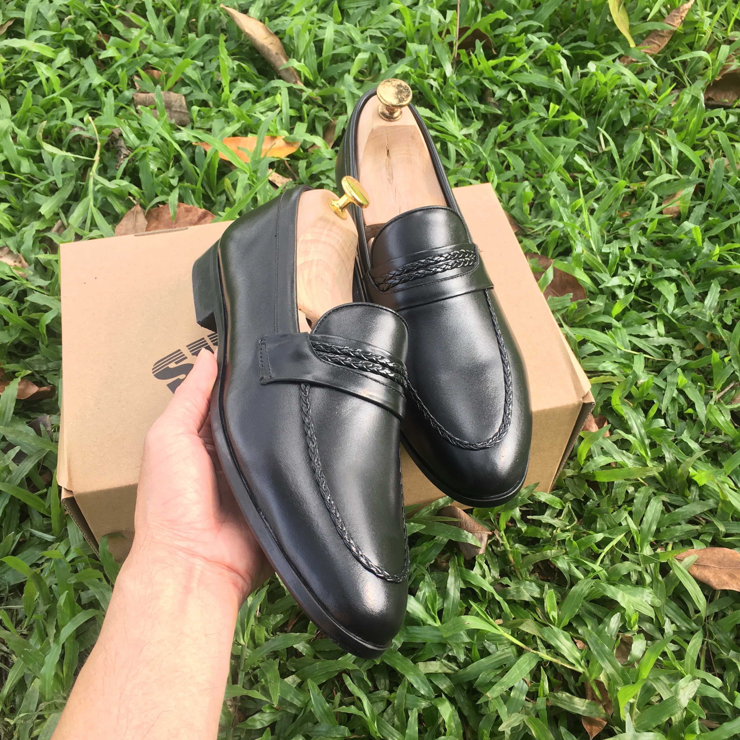 Giày Lười Da Bò Nam Bảo Hành 12