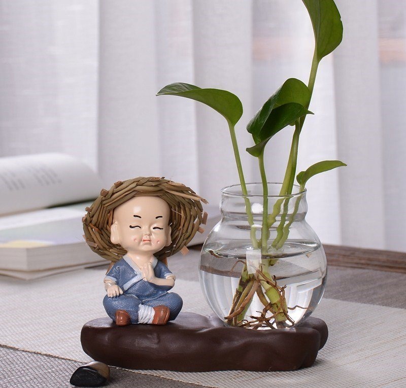 Bộ 4 Chú Tiểu Cầm Kỳ Thi Họa Đội Nón Rơm