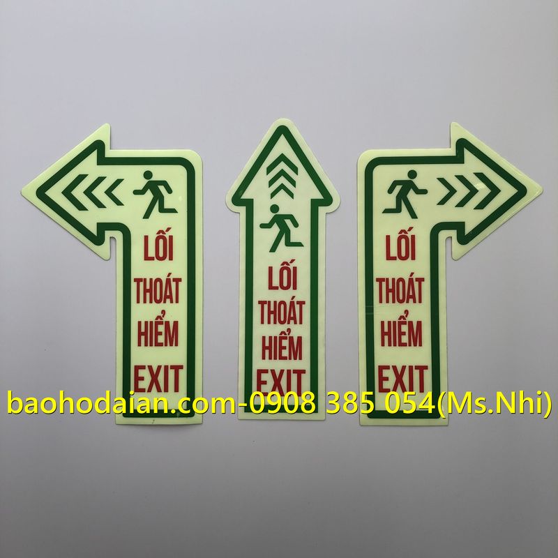 Biển dán chỉ dẫn lối thoát hiểm exit dạ quang (24x16cm)