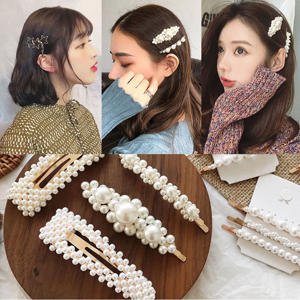 Set kẹp tóc 4 món Hàn Quốc, Kẹp toc Ngoc Trai