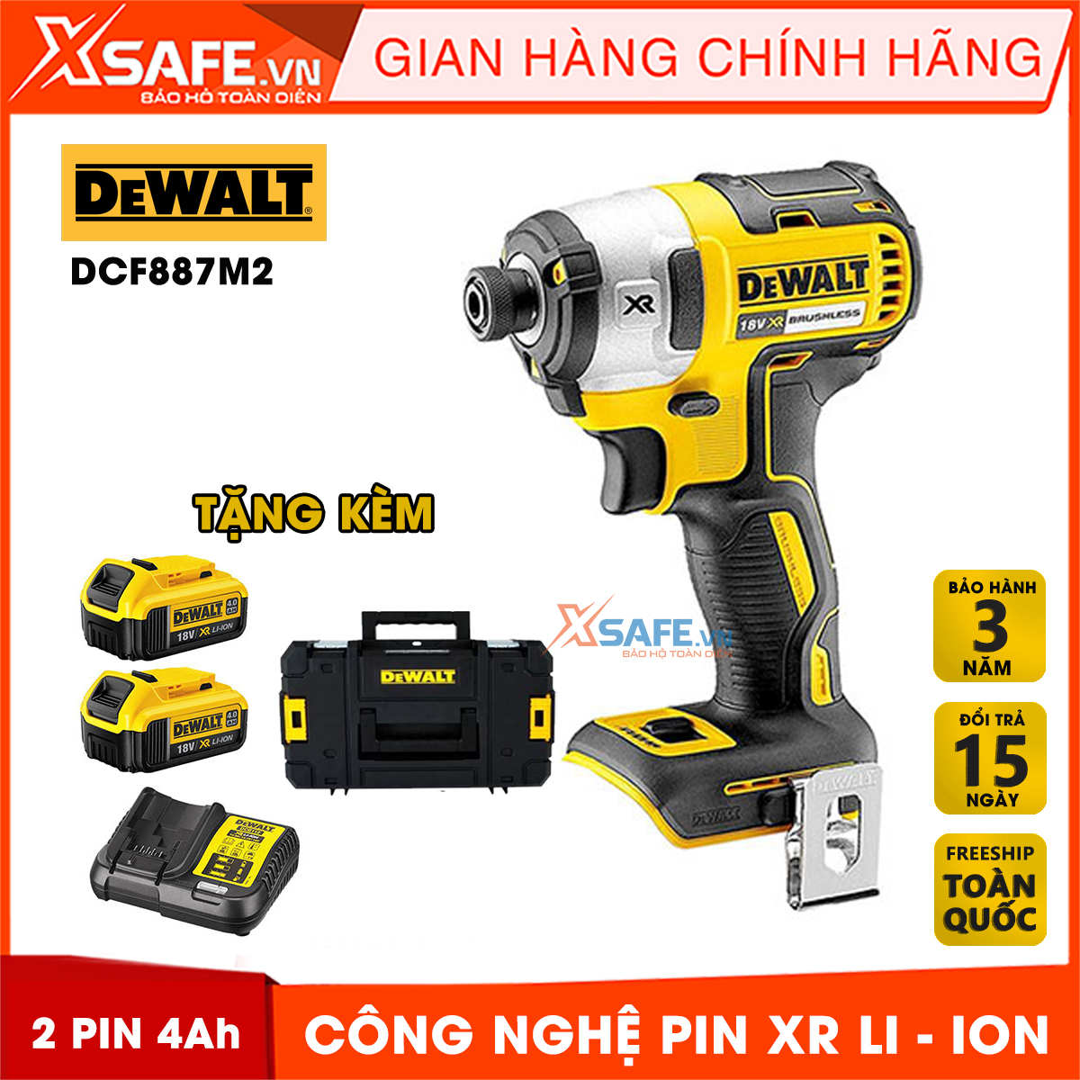 Detek dcf887m2 portable screwdriver with one 4A.h 1 vali.3 years charger. It uses 18V battery. XR Li-ion battery screwdriver