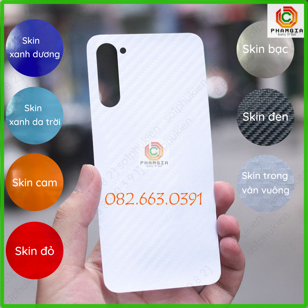 Miếng dán mặt lưng skin carbon dành cho dòng máy Samsung Galaxy Note 10/ Note 10 Plus (Note 10+)