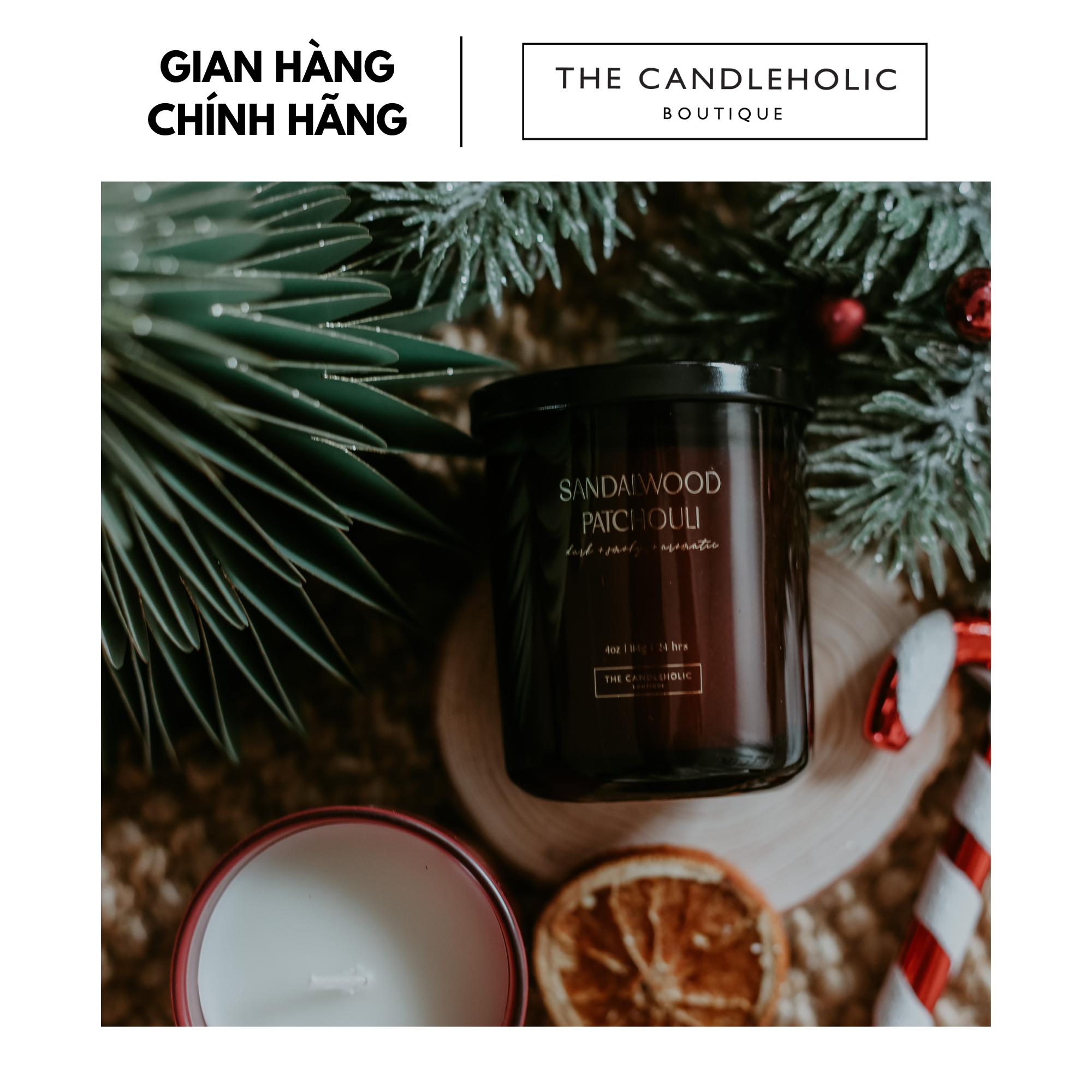 Nến thơm SANDALWOOD PATCHOULI (Hương gỗ đàn hương & hoắc hương)