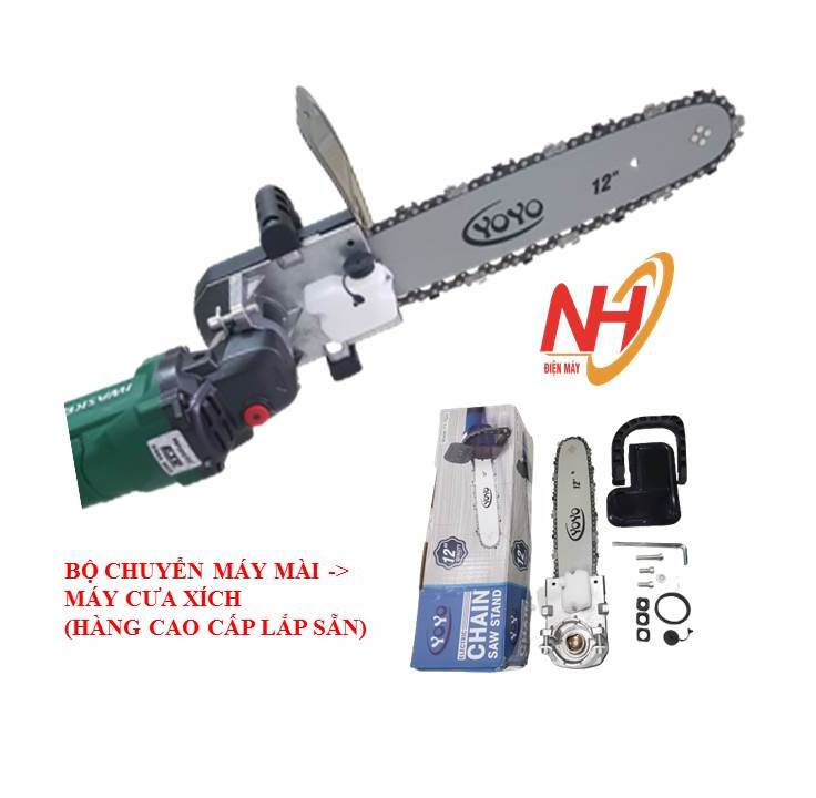 (Hàng Cao Cấp - Lắp Sẵn) Bộ Lam Cưa Xích Gắn Máy Mài Cầm Tay CHAIN SAW  Có Tra Dầu Tự Động