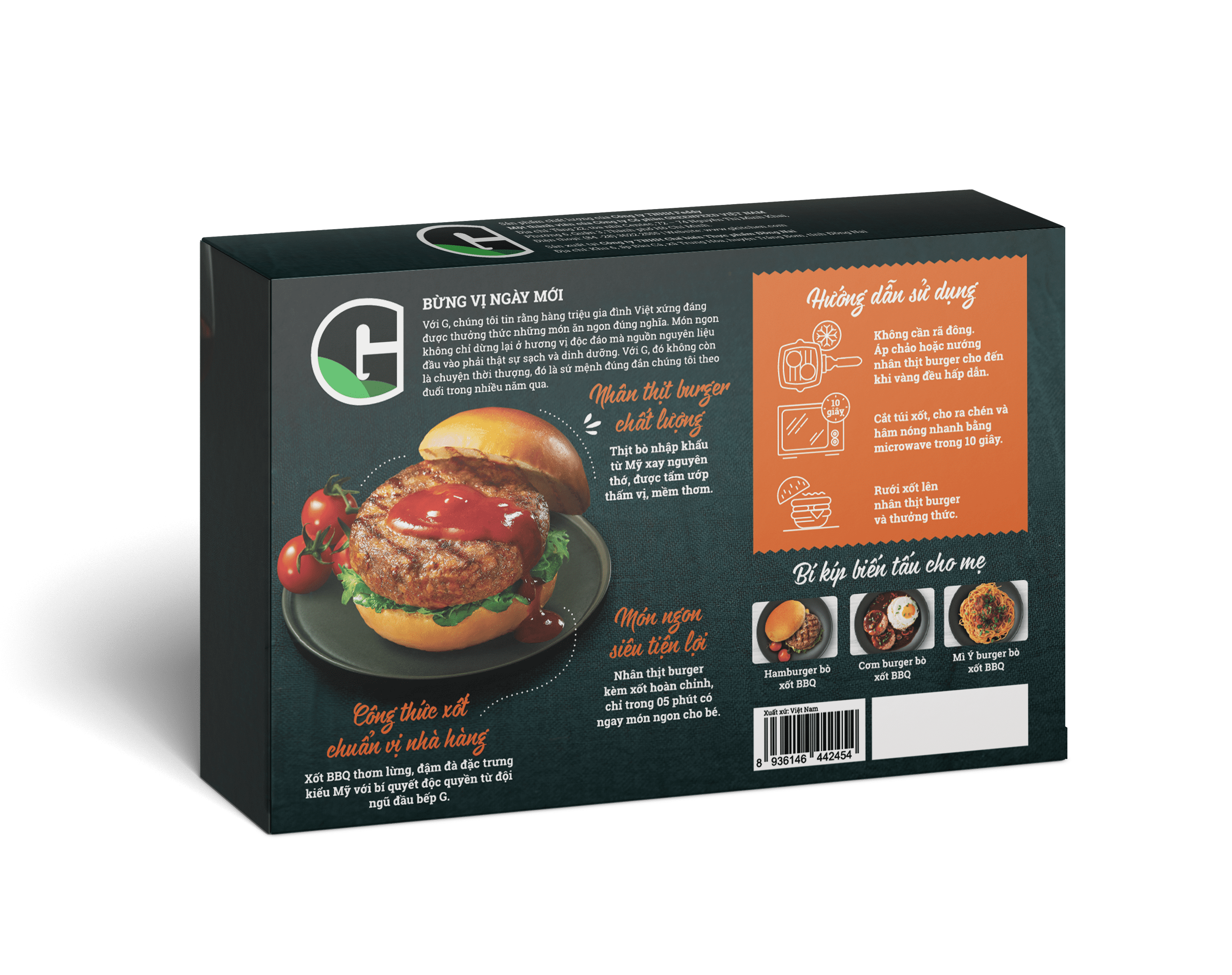 [Giao nội thành HCM] Burger Bò Mỹ Xốt Bbq G Kitchen 170g