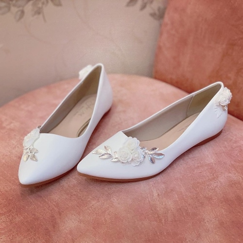 Giày cưới Nghé Art búp bê đính hoa hồng lụa 226